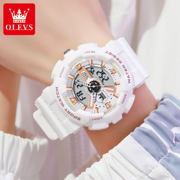 Olevs 1102 Rubber Dual Time Wrist Watch For Men’s - Image 3