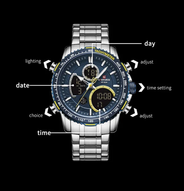 Naviforce 9182 Multi-Function Digital/Analog Watch For Men - Image 4