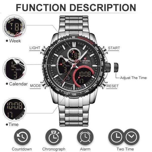 Naviforce 9182 Multi-Function Digital/Analog Watch For Men - Image 5