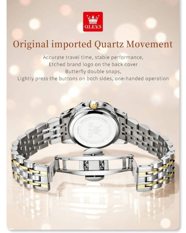 OLEVS 9931 Quartz Stainless Steel Ladies Luxury Watch - Image 3