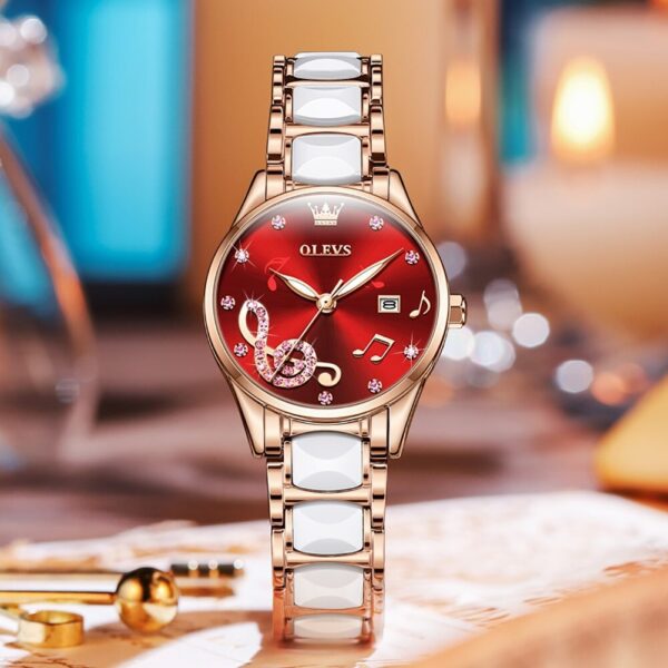 Olevs 3605 Ceramics strap Watch For Women - Image 2