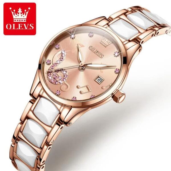 Olevs 3605 Ceramics strap Watch For Women - Image 3