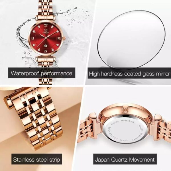 OLEVS 5866 Quartz Stainless Steel Watch For Women's - Image 5