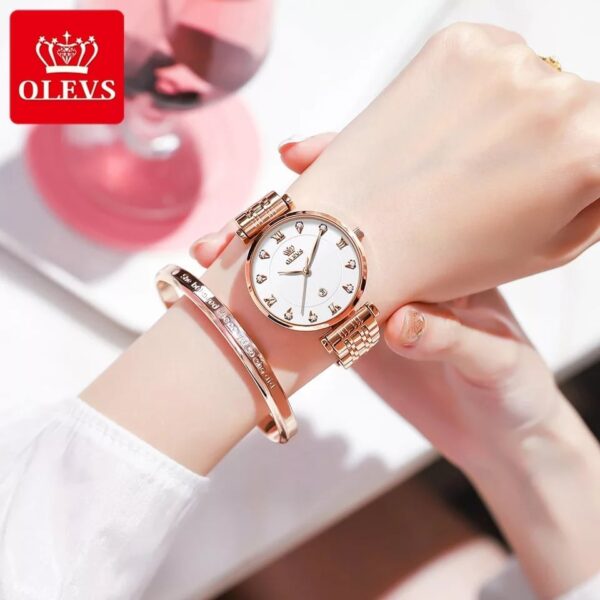 OLEVS 5866 Quartz Stainless Steel Watch For Women's - Image 4