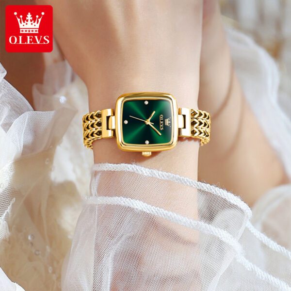 OLEVS 9948 Square Quartz Stainless Steel Watch for Women - Image 2