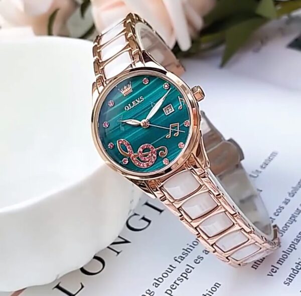 Olevs 3605 Ceramics strap Watch For Women - Image 3