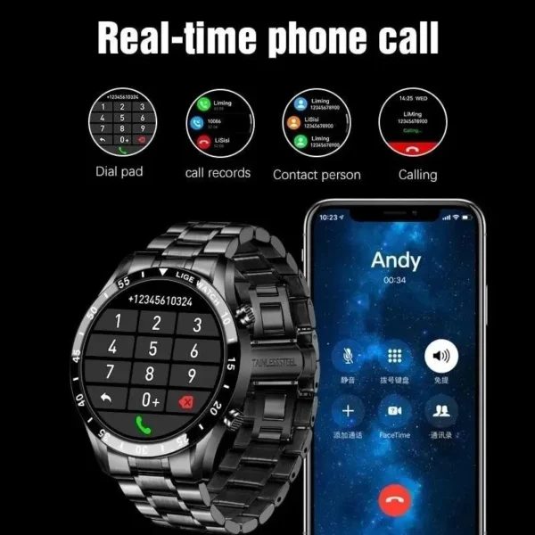 LIGE Bluetooth Call Blood Pressure Heart Rate Monitoring Multifunctional Sports  Smart watch - Image 5