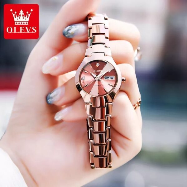 Olevs 8697 Quartz Tungsten Steel Watch For Women’s - Image 2