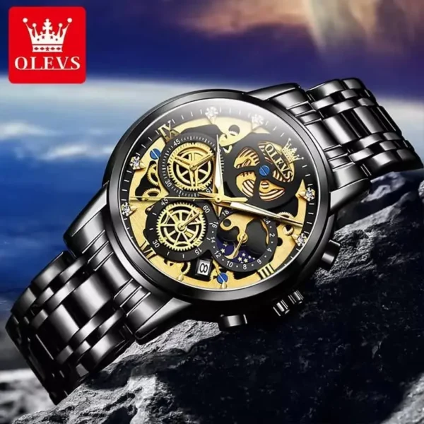 OLEVS 9947 Stainless Steel Chronograph Watch for Men - Image 3