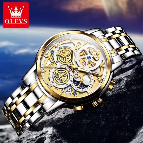 OLEVS 9947 Stainless Steel Chronograph Watch for Men - Image 3