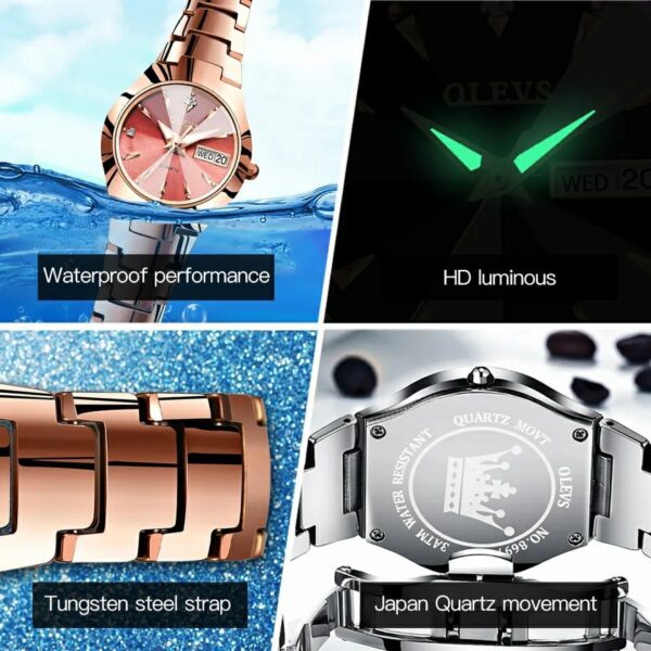 Olevs 8697 Quartz Tungsten Steel Watch For Women’s - Image 5
