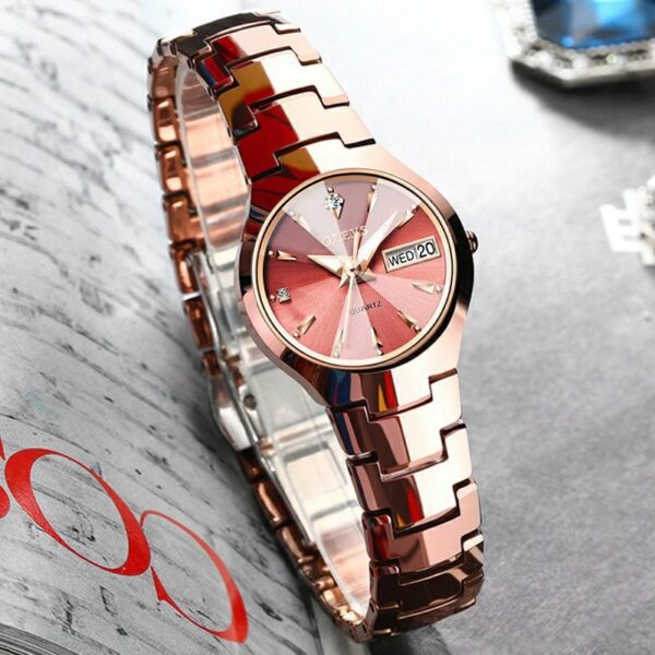 Olevs 8697 Quartz Tungsten Steel Watch For Women’s - Image 4