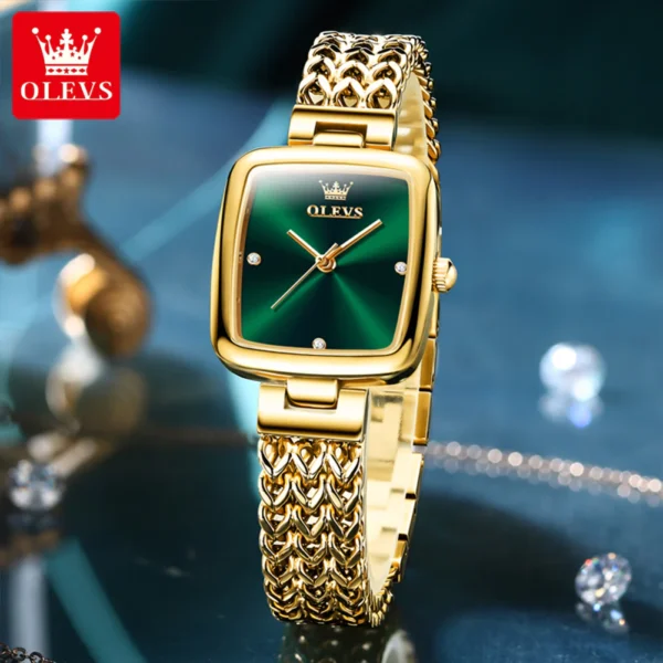 OLEVS 9948 Square Quartz Stainless Steel Watch for Women - Image 4