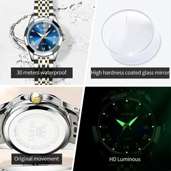 OLEVS 9931 Quartz Stainless Steel Ladies Luxury Watch - Image 5