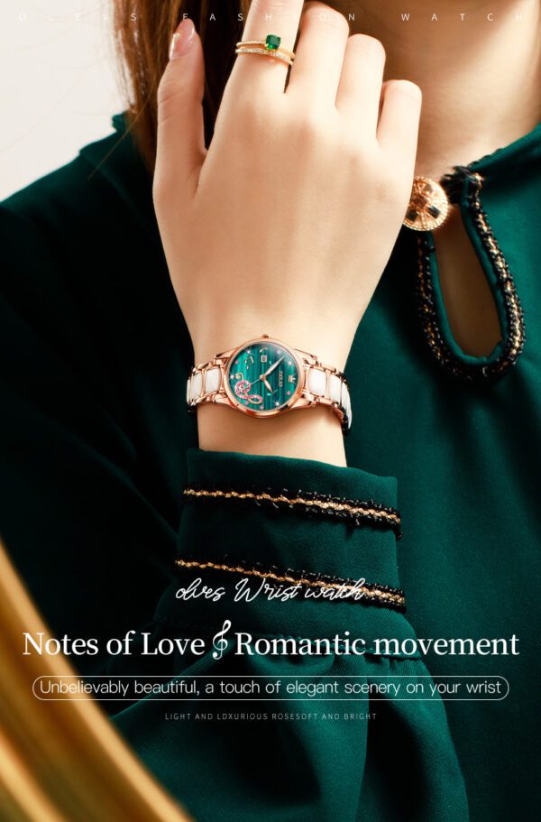 Olevs 3605 Ceramics strap Watch For Women - Image 5