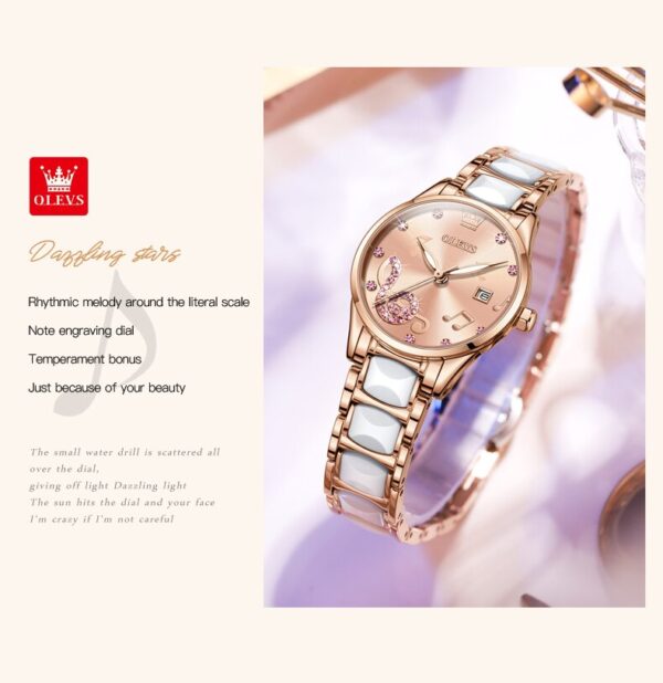 Olevs 3605 Ceramics strap Watch For Women - Image 5