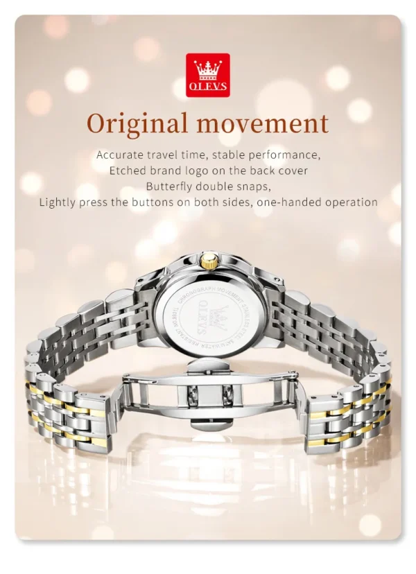 OLEVS 9931 Quartz Stainless Steel Ladies Luxury Watch - Image 3
