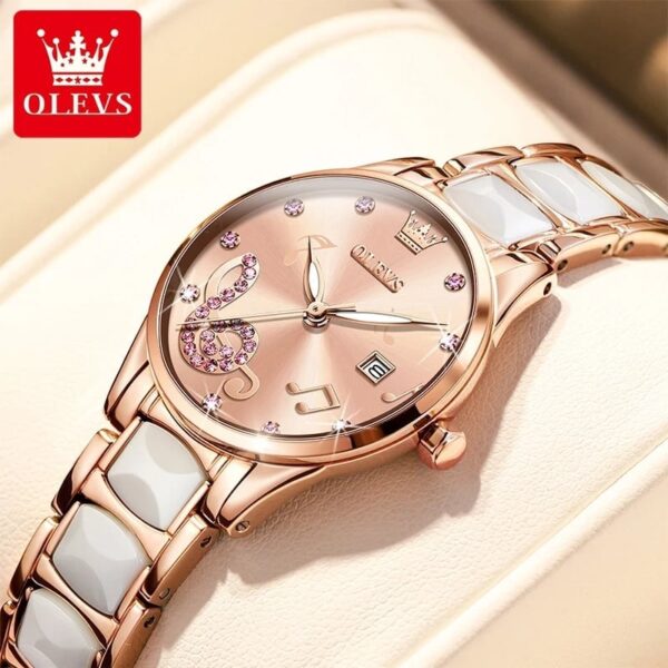 Olevs 3605 Ceramics strap Watch For Women