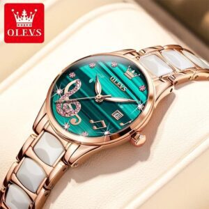 Olevs 3605 Ceramics strap Watch For Women