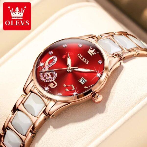 Olevs 3605 Ceramics strap Watch For Women