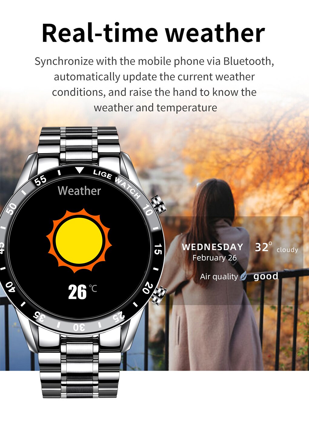 LIGE Bluetooth Call Blood Pressure Heart Rate Monitoring Multifunctional Sports Smart watch - Image 5