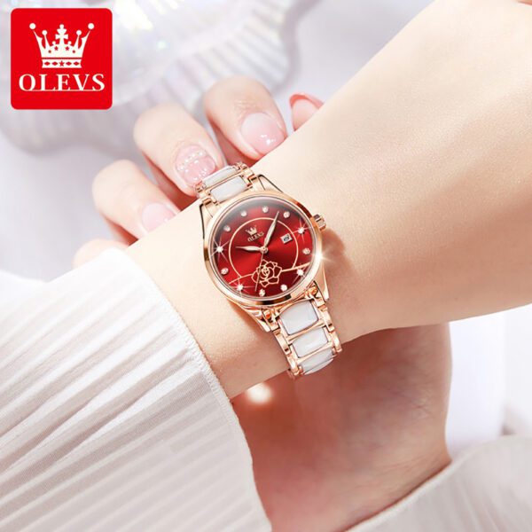 Olevs 3605 Ceramics strap Watch For Women - Image 4