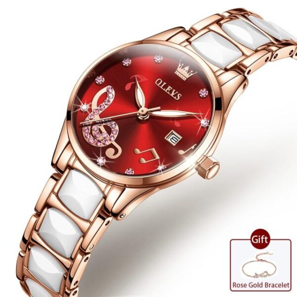 Olevs 3605 Ceramics strap Watch For Women - Image 5