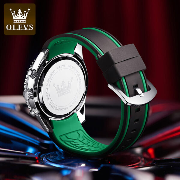 OLEVS 9916 Men Watch Luxury Rubber Strap Quartz Chronograph  Watch - Image 4