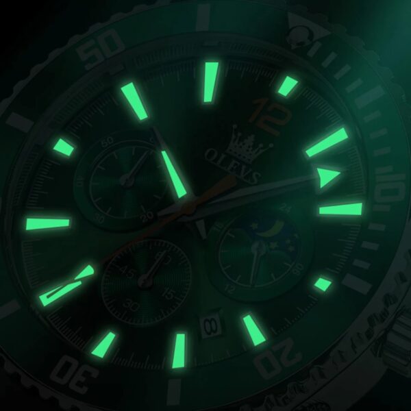 OLEVS 9916 Men Watch Luxury Rubber Strap Quartz Chronograph  Watch - Image 5
