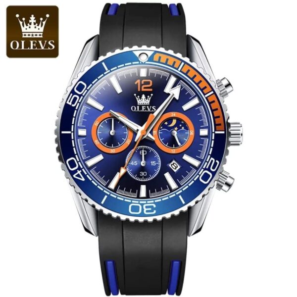 OLEVS 9916 Men Watch Luxury Rubber Strap Quartz Chronograph  Watch - Image 2