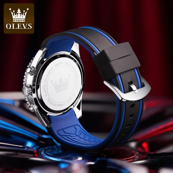 OLEVS 9916 Men Watch Luxury Rubber Strap Quartz Chronograph  Watch - Image 5