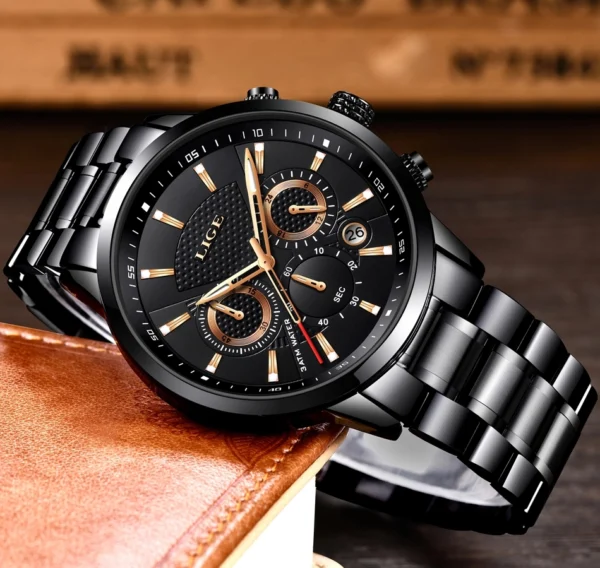 LIGE 9866 Stainless Steel chronograph watch for men
