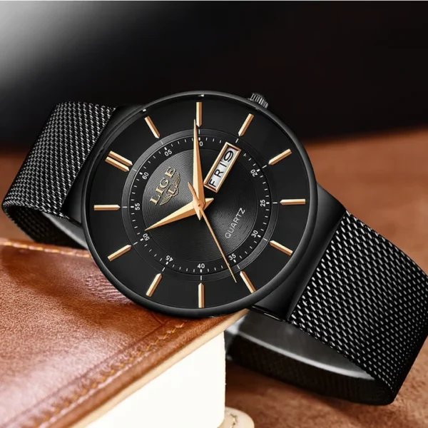 LIGE 9949 Ultra Thin Quartz Watch For Men - Image 2