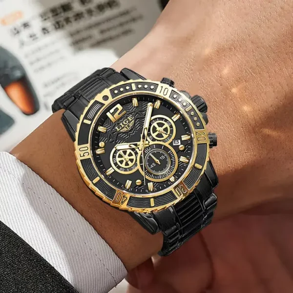 LIGE 8990 Quartz Stainless Steel Watch For Men - Image 2