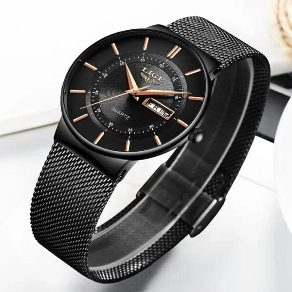 LIGE 9949 Ultra Thin Quartz Watch For Men - Image 3