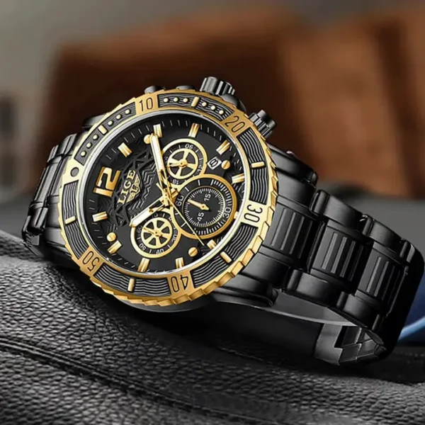 LIGE 8990 Quartz Stainless Steel Watch For Men - Image 5