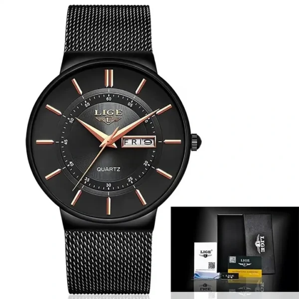 LIGE 9949 Ultra Thin Quartz Watch For Men - Image 5