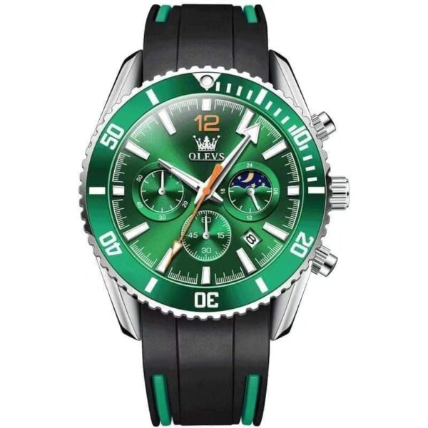 OLEVS 9916 Men Watch Luxury Rubber Strap Quartz Chronograph  Watch - Image 3
