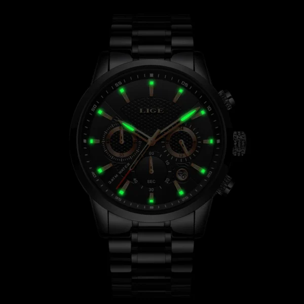 LIGE 9866 Stainless Steel chronograph watch for men - Image 5