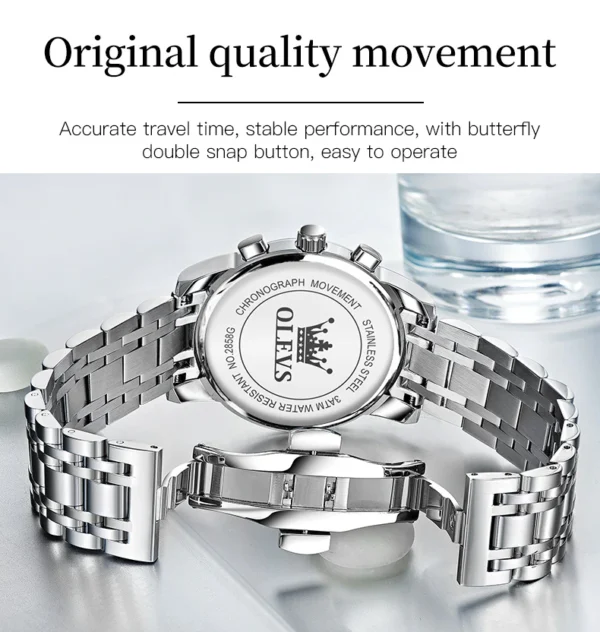 OLEVS 2858 Quartz Stainless Steel Watch for Men’s - Image 5