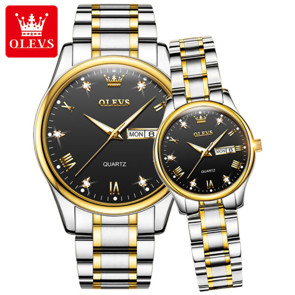 OLEVS 5563 Couple Stainless Steel Quartz Watches for Men and Women - Image 6