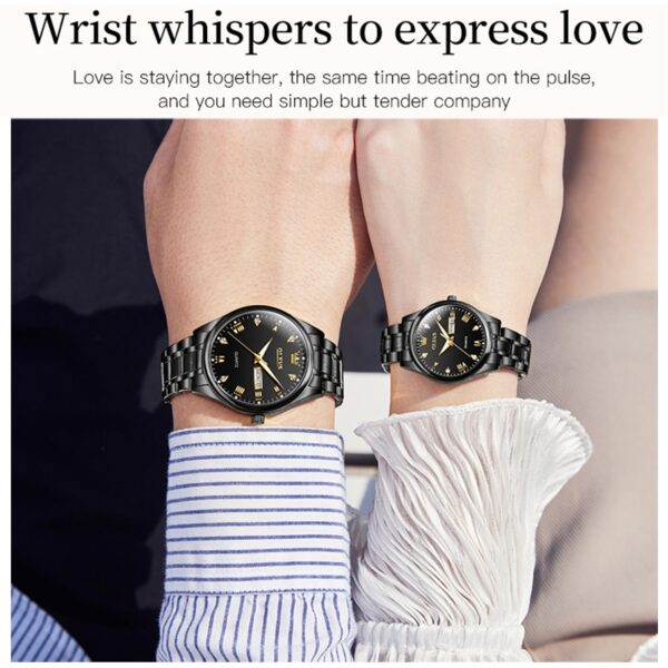 OLEVS 5563 Couple Stainless Steel Quartz Watches for Men and Women - Image 3