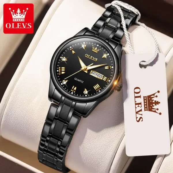 OLEVS 5563 Couple Stainless Steel Quartz Watches for Men and Women - Image 5