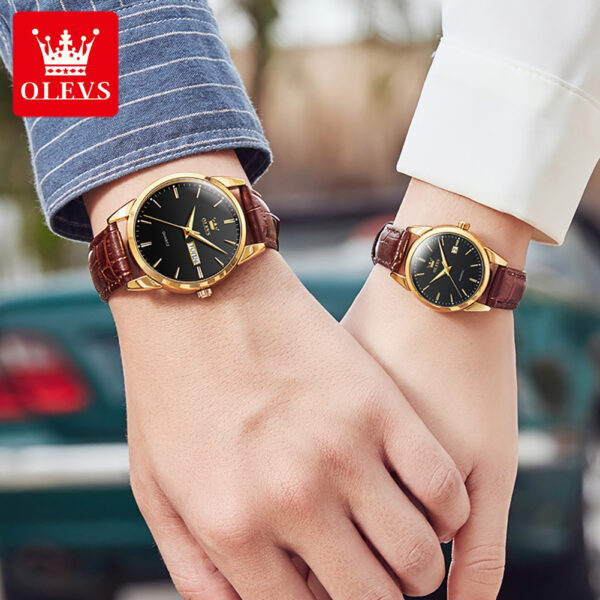 OLEVS 6898 Couple Quartz Watch For  Men and Women - Image 2