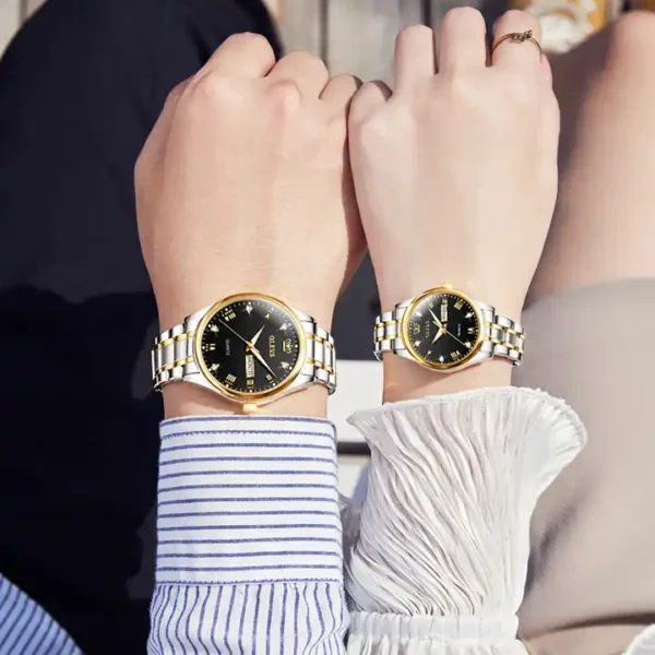 OLEVS 5563 Couple Stainless Steel Quartz Watches for Men and Women - Image 2