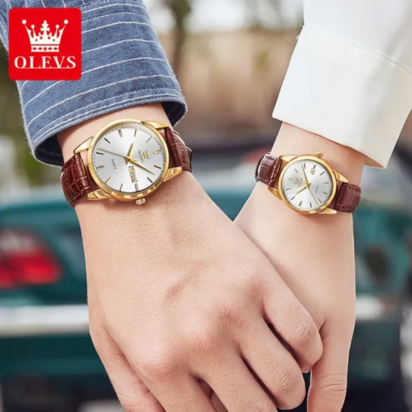 OLEVS 6898 Couple Quartz Watch For  Men and Women - Image 6