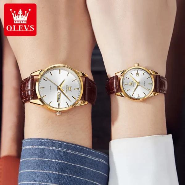 OLEVS 6898 Couple Quartz Watch For  Men and Women - Image 4