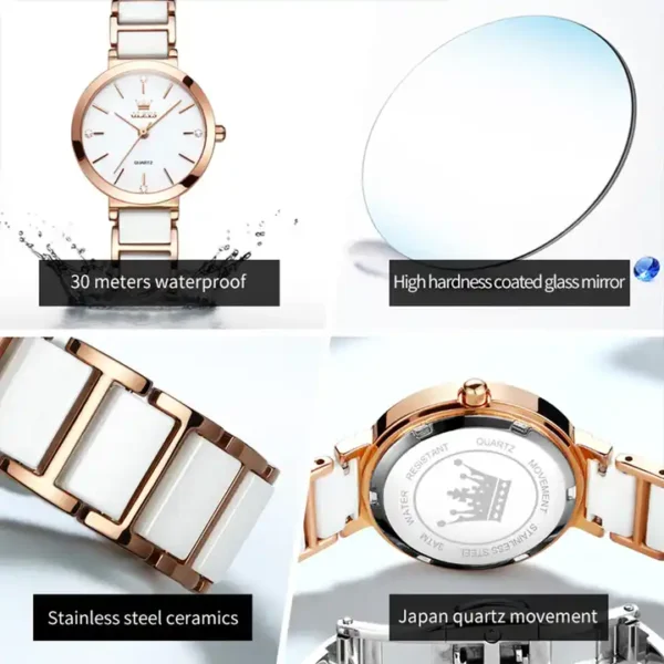 OLEVS 5877 Ceramics Quartz Stainless Steel Watch For Women - Image 5