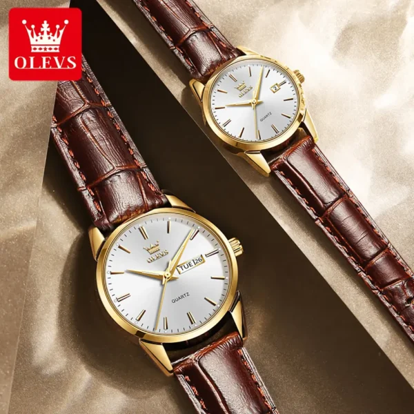 OLEVS 6898 Couple Quartz Watch For  Men and Women - Image 5