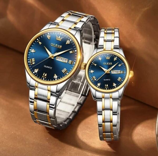 OLEVS 5563 Couple Stainless Steel Quartz Watches for Men and Women